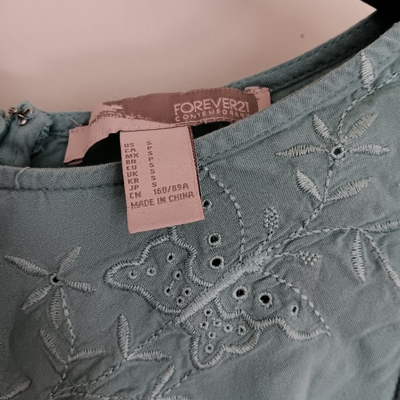 Embroidered Seafoam Green Dress - Picture 3 of 5